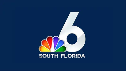 NBC 6 South Florida logo with a multicolored peacock and large white number 6 on a dark blue background.